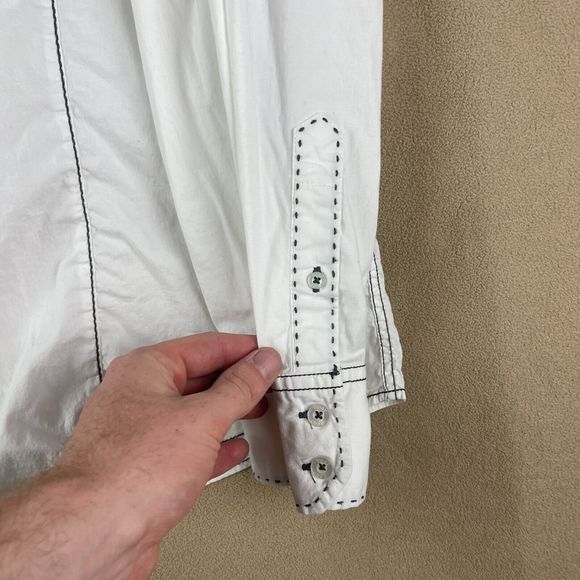 Roar Shirt Mens Extra Large White Embroidered Buckle Wings Crosses Long Sleeve - Picture 7 of 16